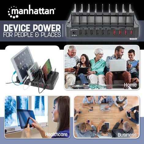 Manhattan Estación de carga con 10 puertos USB (180009)