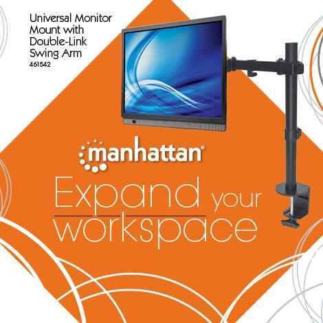 Manhattan Soporte para dos monitores, movimiento con brazos de